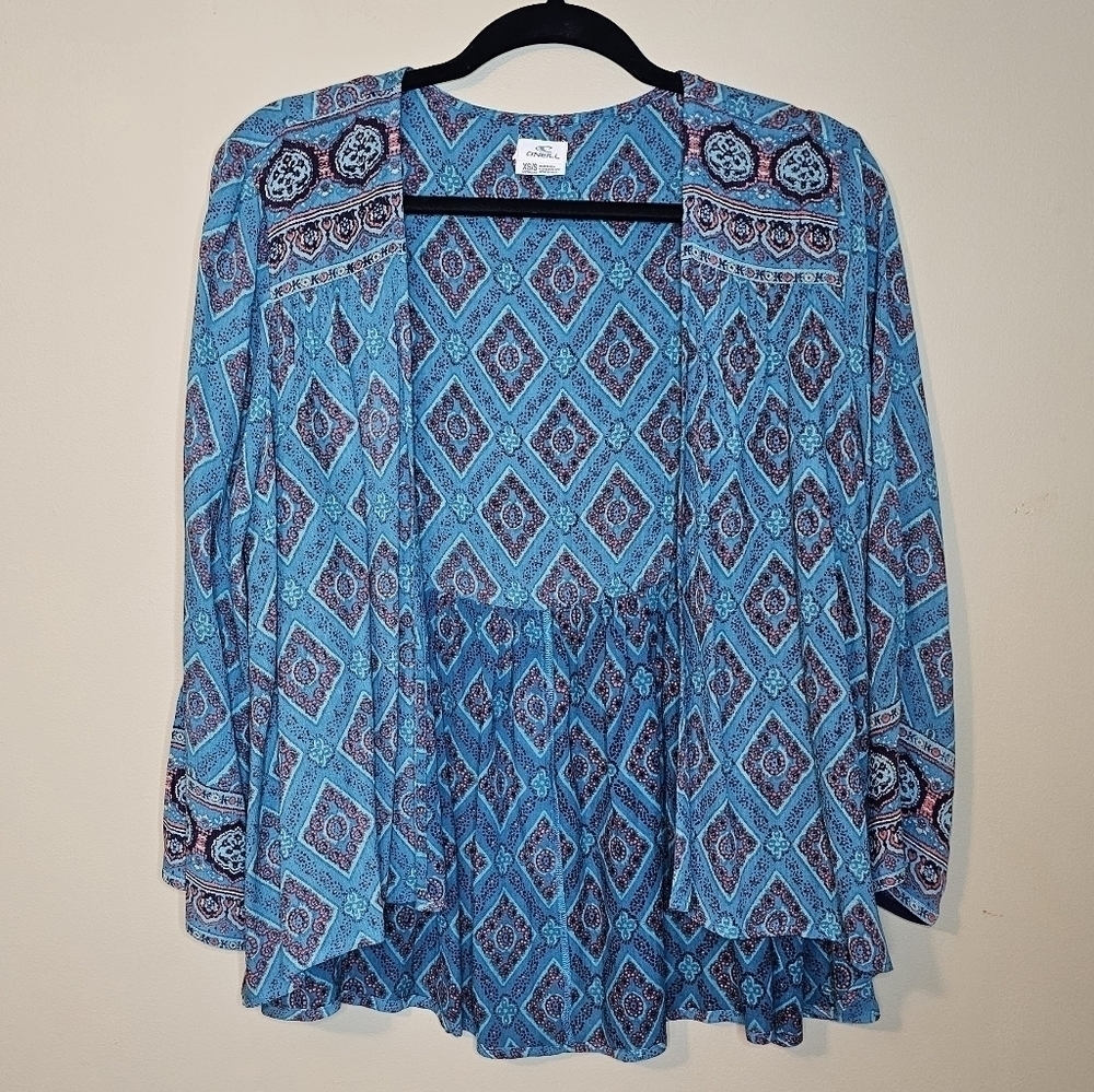 O'neill Geometric Boho print cardigan with a linen feel Size XS/S
